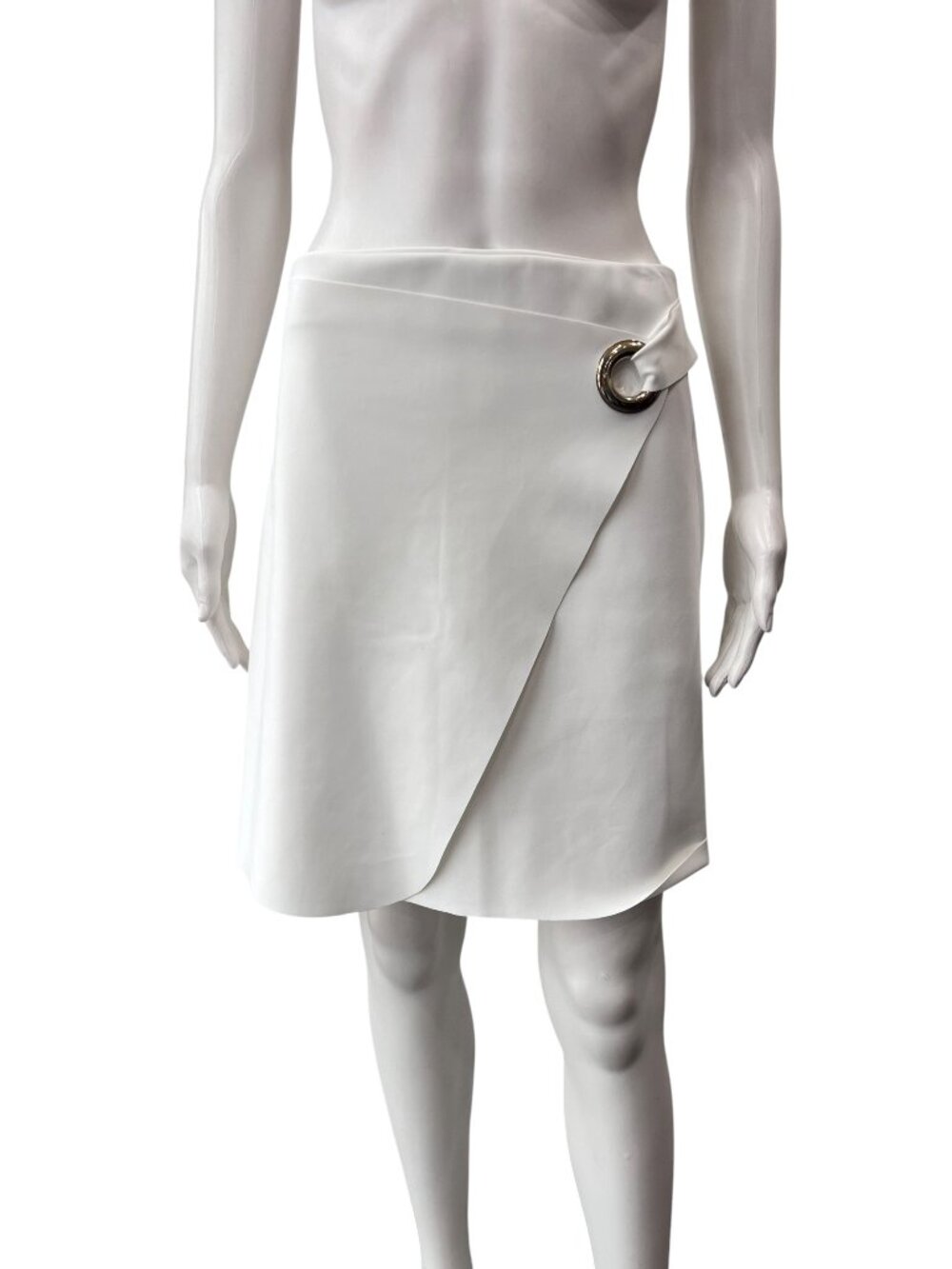 Chiara Boni White Silver Buckle Wrap Skirt size IT 44/8-10